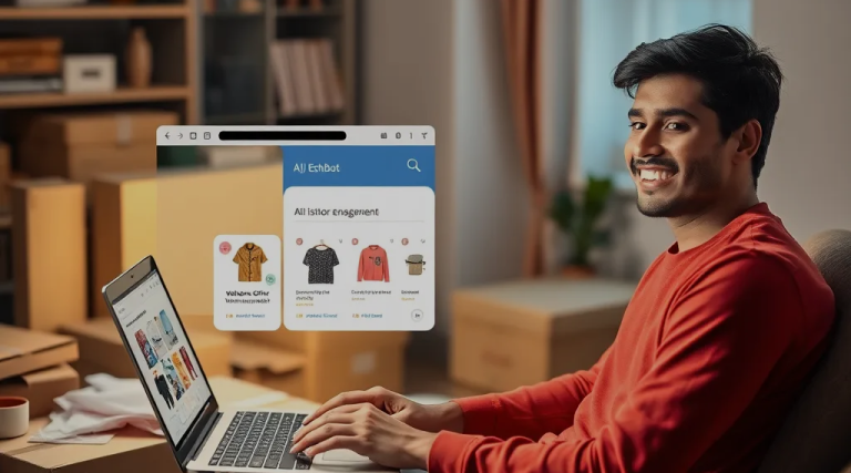 Man Using AI Chatbot For Online Selling