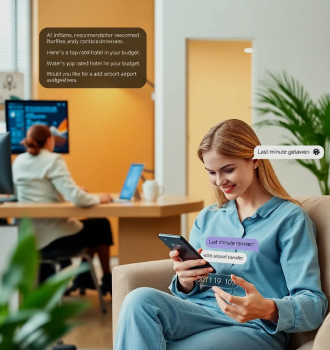 Woman Using Phone For AI Travel Tips