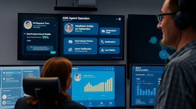 AI Chatbot Showing Response Time and Satisfaction